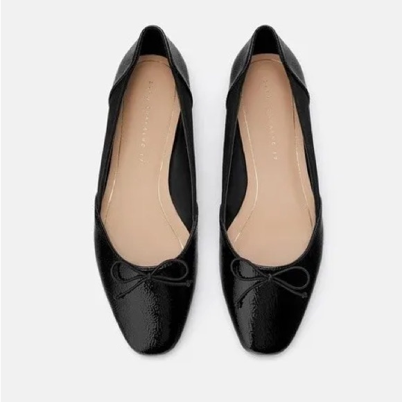 NWOT Zara Black Bow Trim Ballet Flats Size 7 - Picture 4 of 11